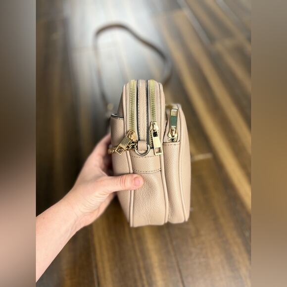 Adjustable Strap Chain Zipper Beige Crossbody Bag Purse Handbag - Picture 4 of 15